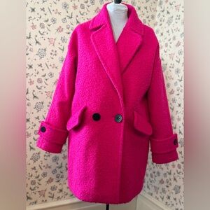 Worthington Hot Pink Bouclé Oversized Coat